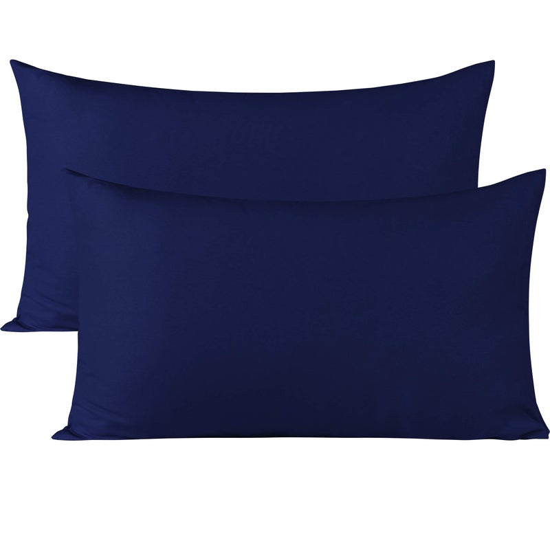 BEDSUM Microfiber Queen Pillowcases Set of 2, Soft Wrinkle Resistant and Easy Care Pillow Cases with Envelope Closure for Kids, 20x30 inches, Navy Blue - Image 1